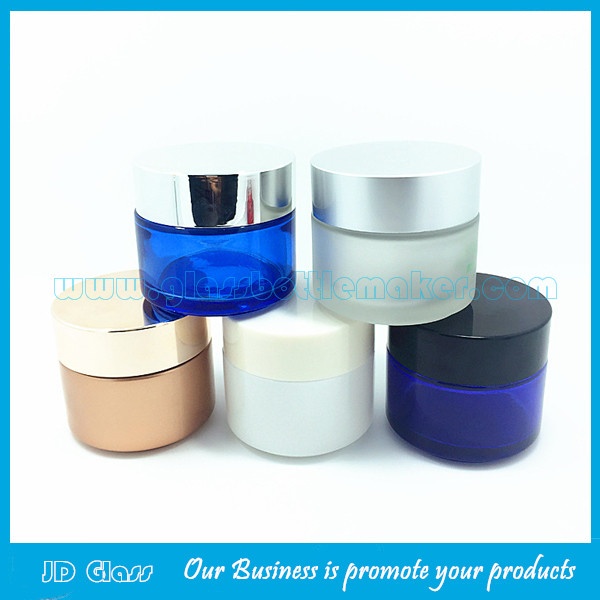 100g Colored Round Glass Cosmetic Jar With Lid