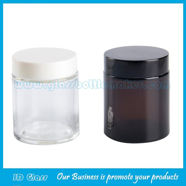 100g Clear,Amber Round Glass Cosmetic Jars With Lids