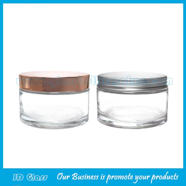200g Clear Round Glass Cosmetic Jar With Metal Lid