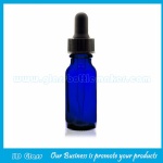 0.5oz Cobalt Blue Boston Round Glass Bottles With Black Droppers