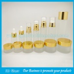 Cylindrical Frost Lotion Glass Bottles and Frost Glass Cosmetic Jars