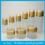 Cylindrical Frost Lotion Glass Bottles and Frost Glass Cosmetic Jars With Double Wall Lids
