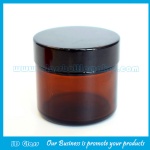60g Amber Glass Cosmetic Jar With Black Lid
