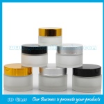Frost Round Glass Cosmetic Jar With Gold Lid