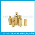 Metallic Gold Round Essential Oil Glass Bottles With Gold Caps