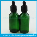 2oz Green Boston Round Glass Bottle With Black Dropper