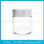 80g Clear Round Glass Cosmetic Jar With Silver Lid