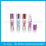10ml Clear Round Printing Perfume Roll On Bottle With Gold Cap and Roller