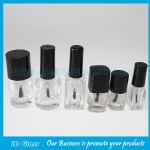 Clear Square and Round Glass Nail Polish Bottle With Cap and Brush