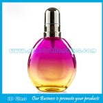 New Design 30ml Colored Round Glass Essence Bottle With Gold Lotion Pump and Gold Cap