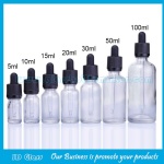 5ml-100ml Clear Round Essential Oil Glass Bottles With Droppers