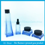 新款50ml,120ml蓝色玻璃乳液瓶和30g,50g蓝色膏霜瓶和配套盖