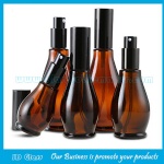 Amber Single Calabash Essential Oil Glass Bottles With Black Pumps