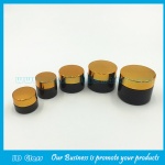 5g-50g Amber Round Glass Cosmetic Jars With Gold Lids