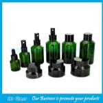 15ml-120ml Green Sloping Shoulder Glass Lotion Bottles and 15g-50g Green Glass Cosmetic Jar with Cap