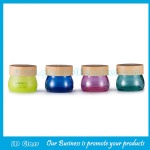 100g New Item Colored Glass Cosmetic Jars With Matched Wood Lids