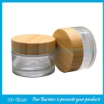 50g Clear Glass Cosmetic Jar With Bamboo Lid