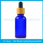 30ml Blue Round Essential Oil Glass Bottles With Bamboo Droppers