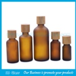 30ml Amber Frost Round Essential Oil Glass Bottles With Bamboo Caps