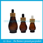 Amber Single Calabash Essential Oil Glass Bottles With bamboo Droppers