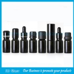 10ml Black Round Essential Oil Glass Bottles With Droppers and Caps