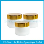 15g,20g,30g,50g,100g Opal White Round Glass Cosmetic Jars With Gold Lids