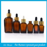 Amber Square Essential Oil Glass Bottles With Bamboo Droppers
