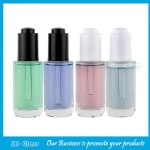 New Item 40ml Clear Round Glass Serum Bottles With Press Droppers