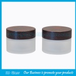 50g Frost Round Glass Cosmetic Jar With Wood Lid
