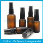 5ml-100ml Amber Frost Essential Oil Glass Bottles with New Black Plastic Pumps