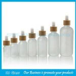 5ml-100ml Frost Round Essential Oil Glass Bottles With Bamboo Droppers