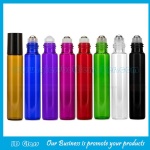 10ml Colored Round Perfume Roll On Bottles With Black Plastic Caps and Rollers