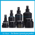 15ml-200ml Matte Black Painting Oblique Shoulder Glass Lotion Bottles and 15g-100g Glass Cream Jars