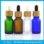 15ml Clear,Amber,Blue,Green Frost Round Essential Oil Glass Bottles With Bamboo Droppers