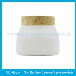 300g New Item Opal White Glass Cosmetic Jar With Wood Lid