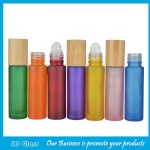 10ml Colored Round Perfume Roll On Bottle With Bamboo Cap and Roller