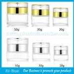 20g,30g,50g Clear Round Glass Cosmetic Jars With Double Lids