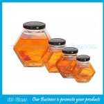 100mL,180ml,280ml,380ml,730ml New Item Clear Hexagonal Glass Honey Jar With Lid