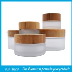 5g,15g,30g,50g,100g Frost Glass Cosmetic Jars With Bamboo Lids