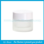 10g Frost Round Glass Cosmetic Jar With White Plastic Lid