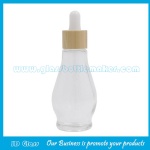 10ml,20ml,30ml,50ml,100ml Clear Single Calabash Essential Oil Glass Bottles With Bamboo Droppers