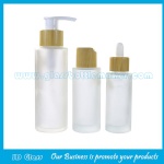 30ml,50ml,100ml,Frost Glass Lotion Bottles With Bamboo Caps Droppers and Pumps