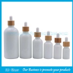 10ml-100ml Opal White Essential Oil Glass Bottles With Bamboo Droppers