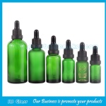 5ml-100ml Green Round Essential Oil Glass Bottles With Black Droppers