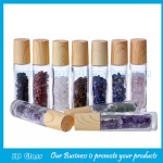 10ml Clear Perfume Roll On Bottle With Wood Cap and Roller