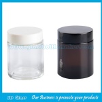 100g透明茶色通用圆形玻璃膏霜瓶和配套盖子