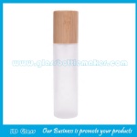100ml Round Frost Glass Lotion Bottle With Bamboo Cap and Pump