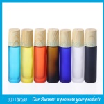 10ml Colored Frost Perfume Roll On Bottles With Wood Caps and Rollers