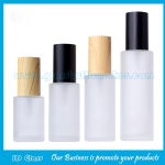 New Frost Cylinder Glass Lotion Bottles With Pumps and Wood Caps or Black Caps