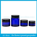 20g,30g,50g,100g Blue Round Glass Cosmetic Jars With Lids